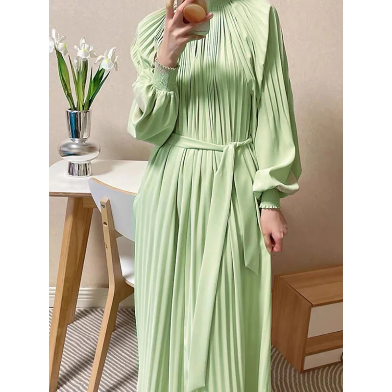 

Vintage Loose Puff Sleeves High Waist Maxi Dresses for Women Korean Fashion Clothing Elegant Ladies Aesthetic Button Y2k Chic