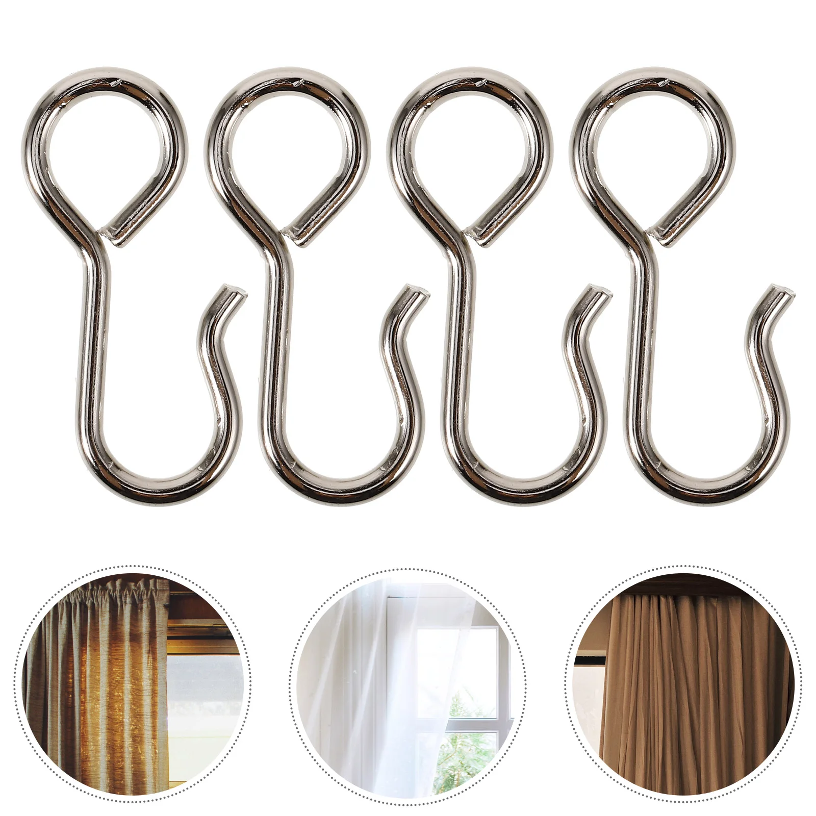 100 Pcs Stainless Steel Hook Curtain Hooks for Drapes Ceiling Curtains Track Metal Ordinary