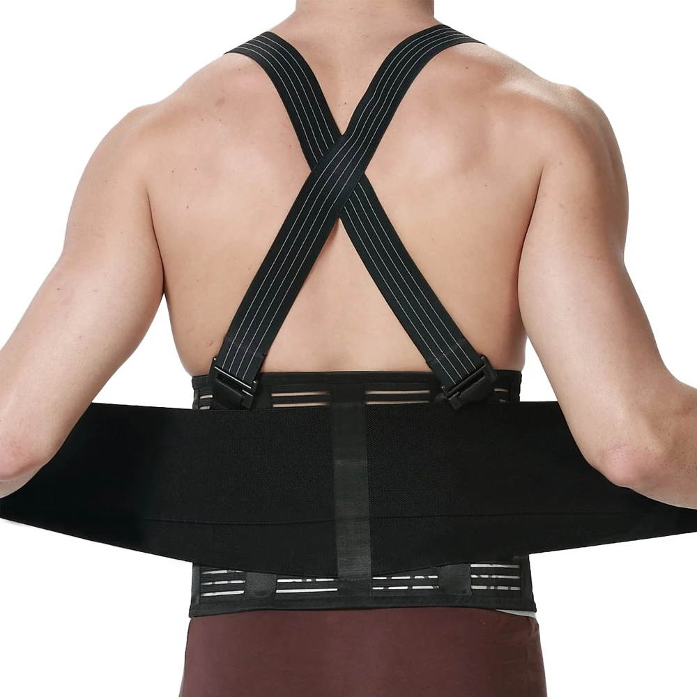 1PCS Work Back Brace for Men & Women - Adjustable Lumbar Support Belt with Removable Suspenders for Heavy Lifting, Construction