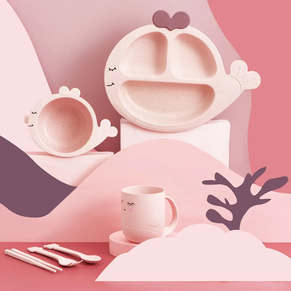 

1Set Whale Baby Tableware Set Divided Toddler Bowl Non-Slip Bpa- Plates for Infant Feeding Dishes High-Elastic