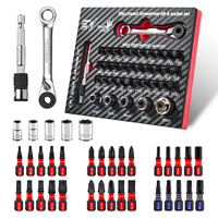 GEINXURN 37PCS Metric Impact screwdriver Bits Set,S2 Steel mixed Bits, impact Socket set ,with Eva Foam Storage Tray