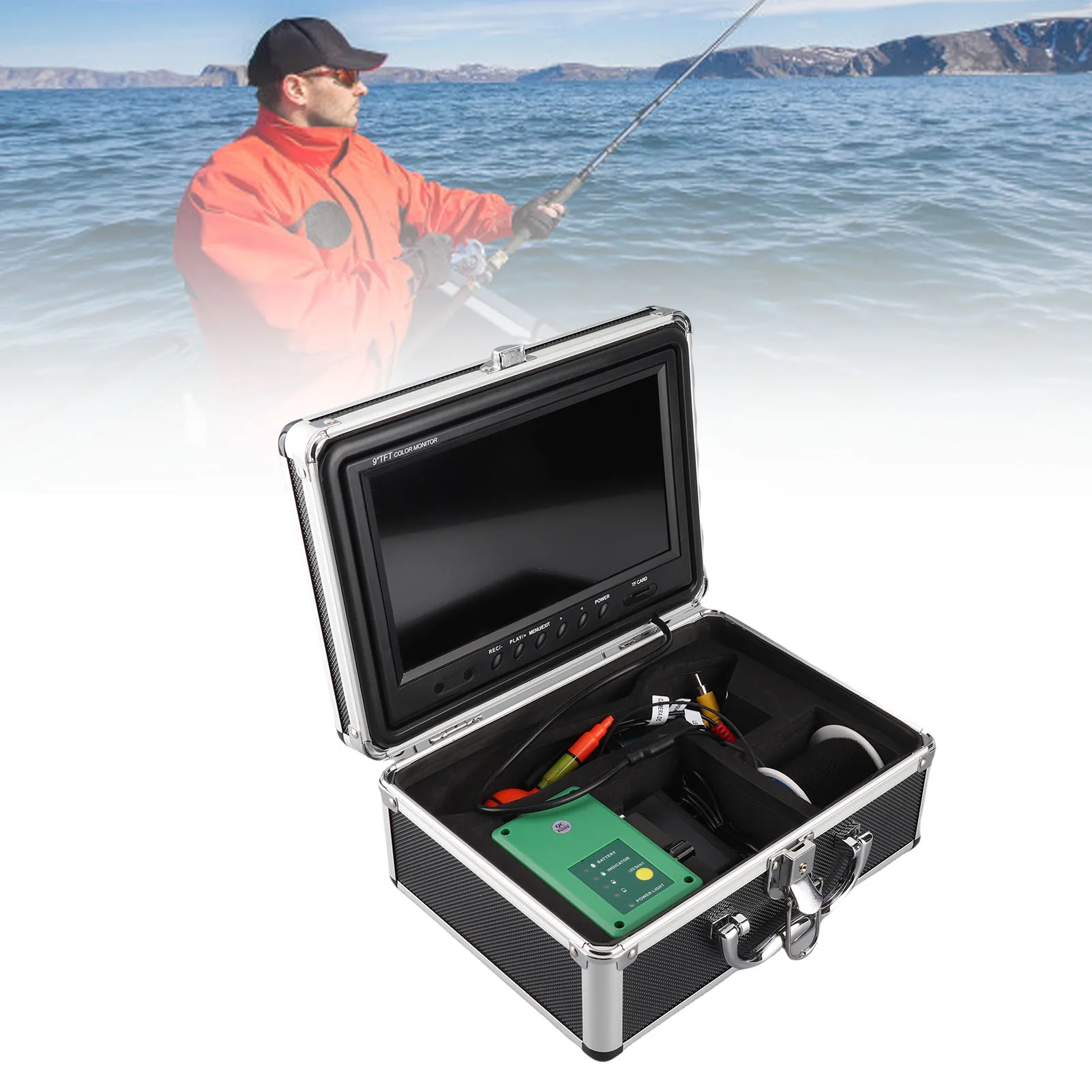 

9-дюймовый эхолот с двойной подсветкой и камерой для подводного наблюдения на глубине до 15 м, высококачественный эхолот для поиска рыбы