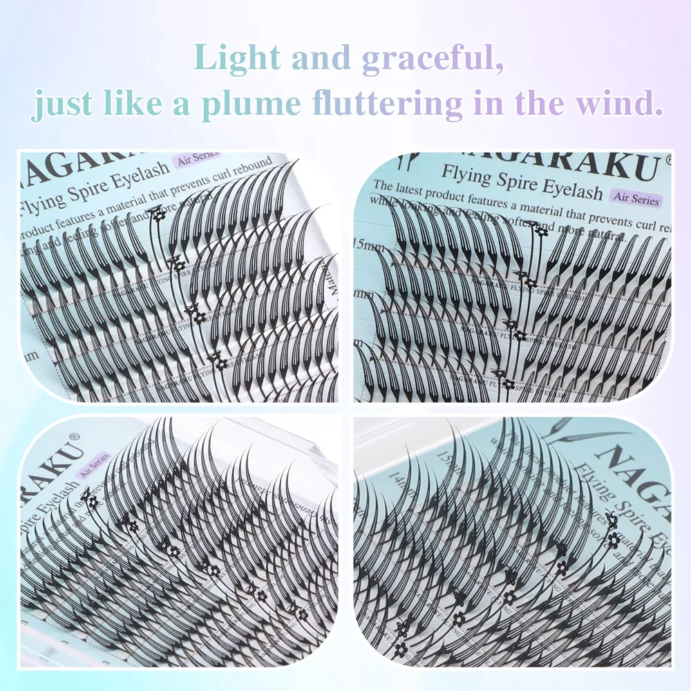 NAGARAKU 30 Packungen Vorgefertigte Spire Flying Spire Wimpernverlängerungen Anime-Effekt Weiche Comic-Wimpern – Detail 16