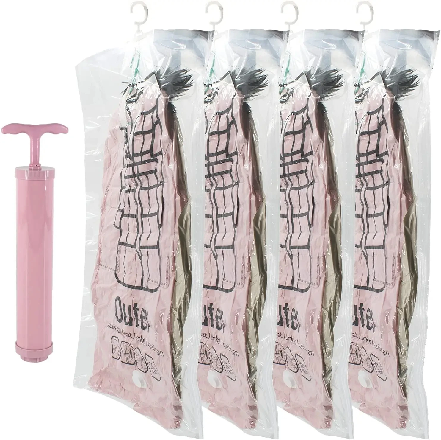 Hanging Vacuum Storage Bag Seal Storage Clothing Bags for Suits, Dress Coats Or Jackets, Closet Organizer