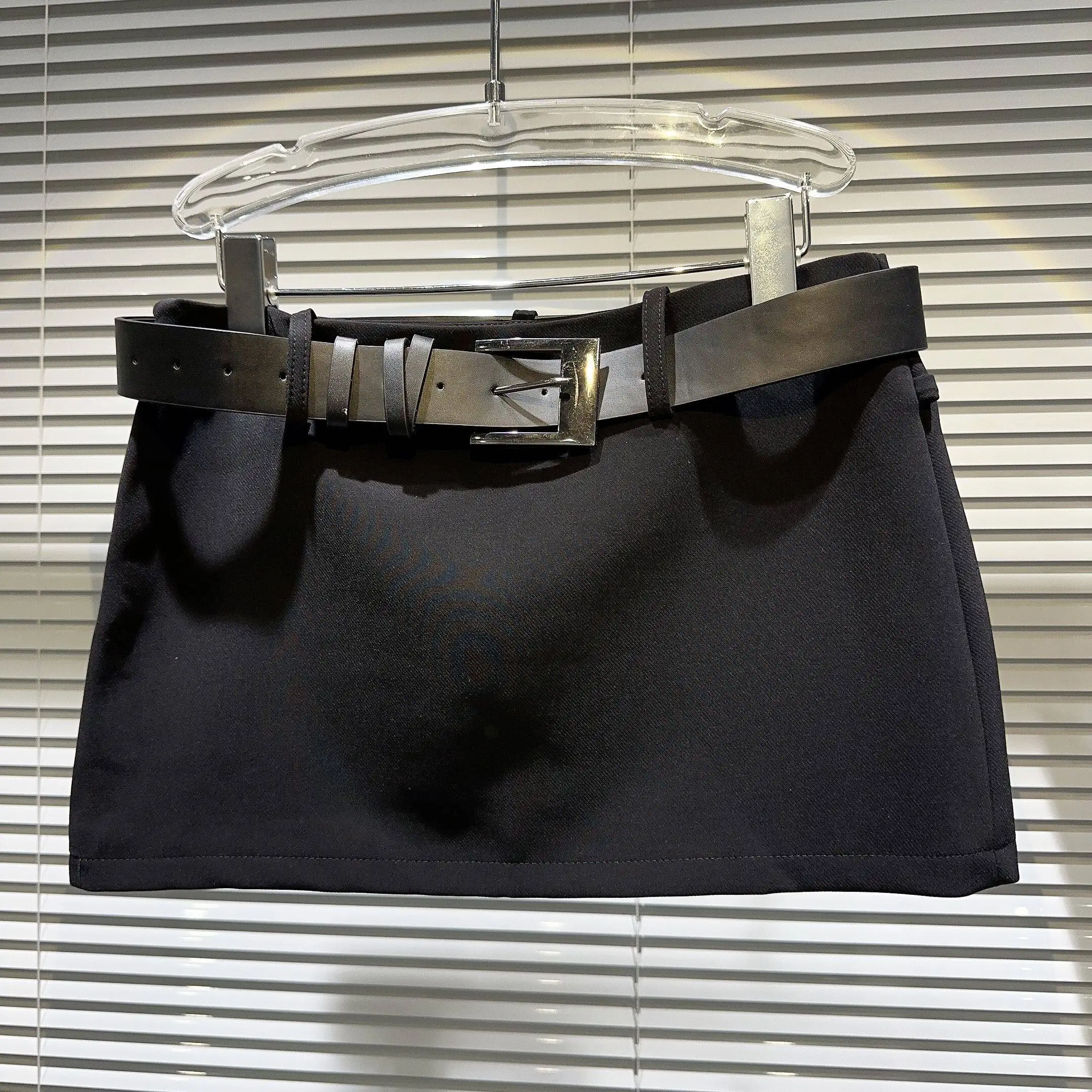 Dark Style Metal Wide Waist Belt  Skirt Half Body Skirt for Trendy Ladies Short Skirt Black And Sexy Women's Skirts