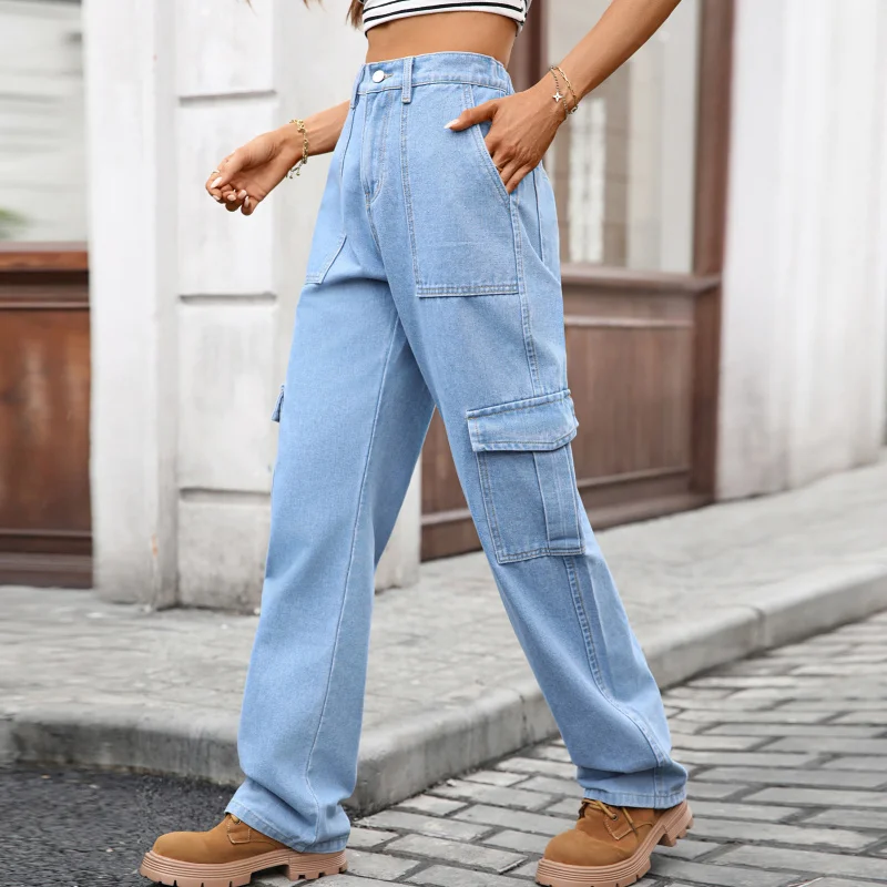 2025Autumn European and American cross-border foreign trade women's clothing, new Amazon model, washed semi-elastic waist denim