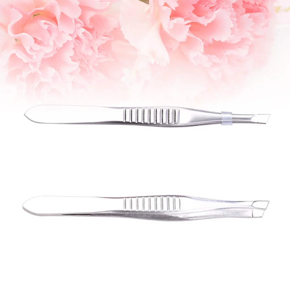 2 Stuks Rvs Bevel Wenkbrauw Clip Ontharing Gezicht Wenkbrauw Klem Pincet Makeup Tools (Willekeurige Kleur)