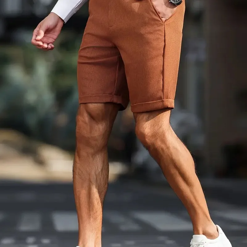 

Luxury Summer Casual Short Hommes Man Brown Pants New Pantalones Cortos Hombre for Men Knee Length Business Comfortable Shorts