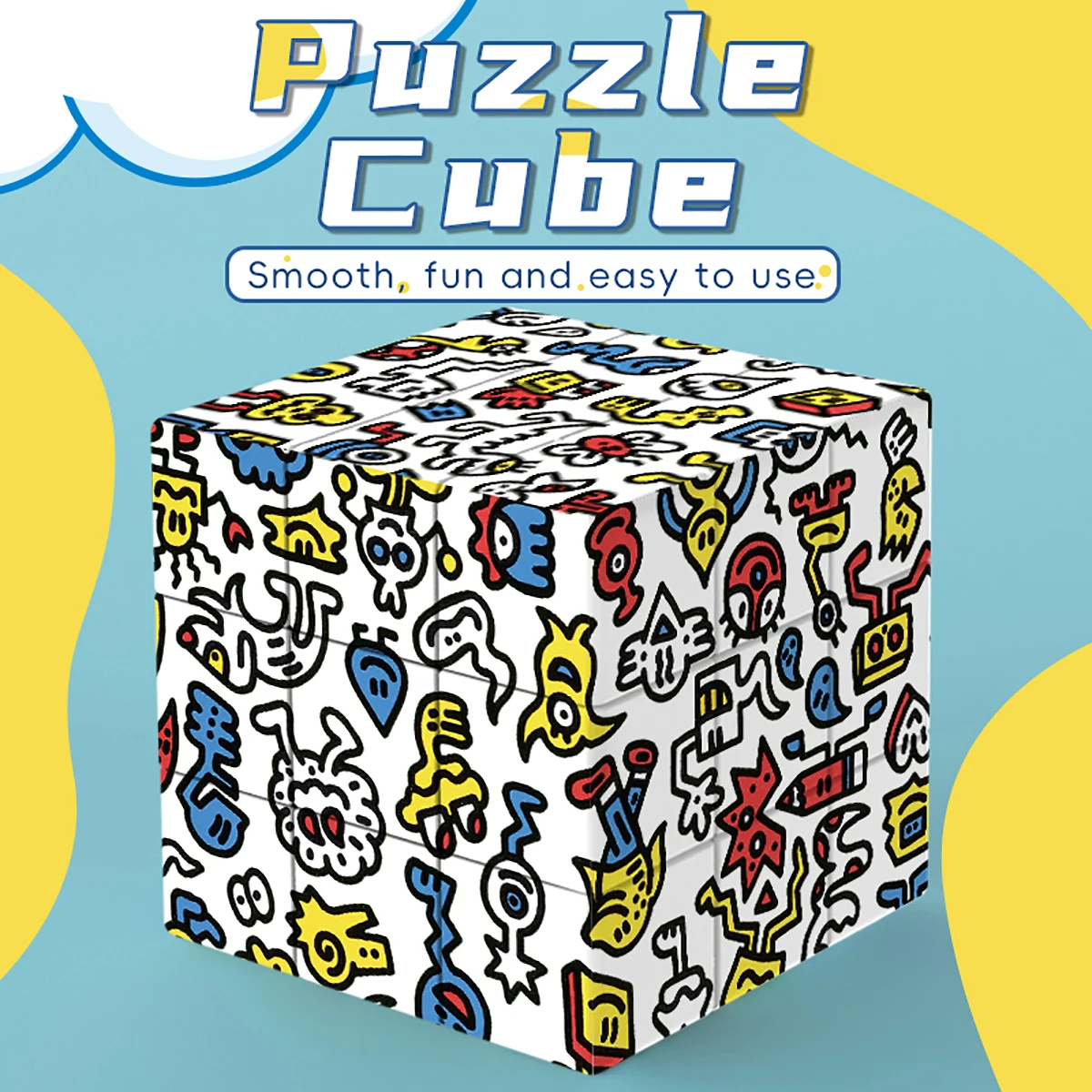 

Magic Cube 3x3x3 3DUV Alien graffiti stress-relieving puzzle professional smooth speed game children's toy gift