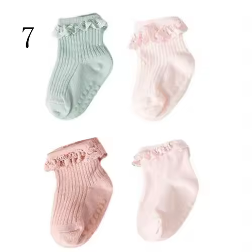 4Pair/lot new baby children's non-slip autumn winter cotton socks solid color baby foot socks - Image 9