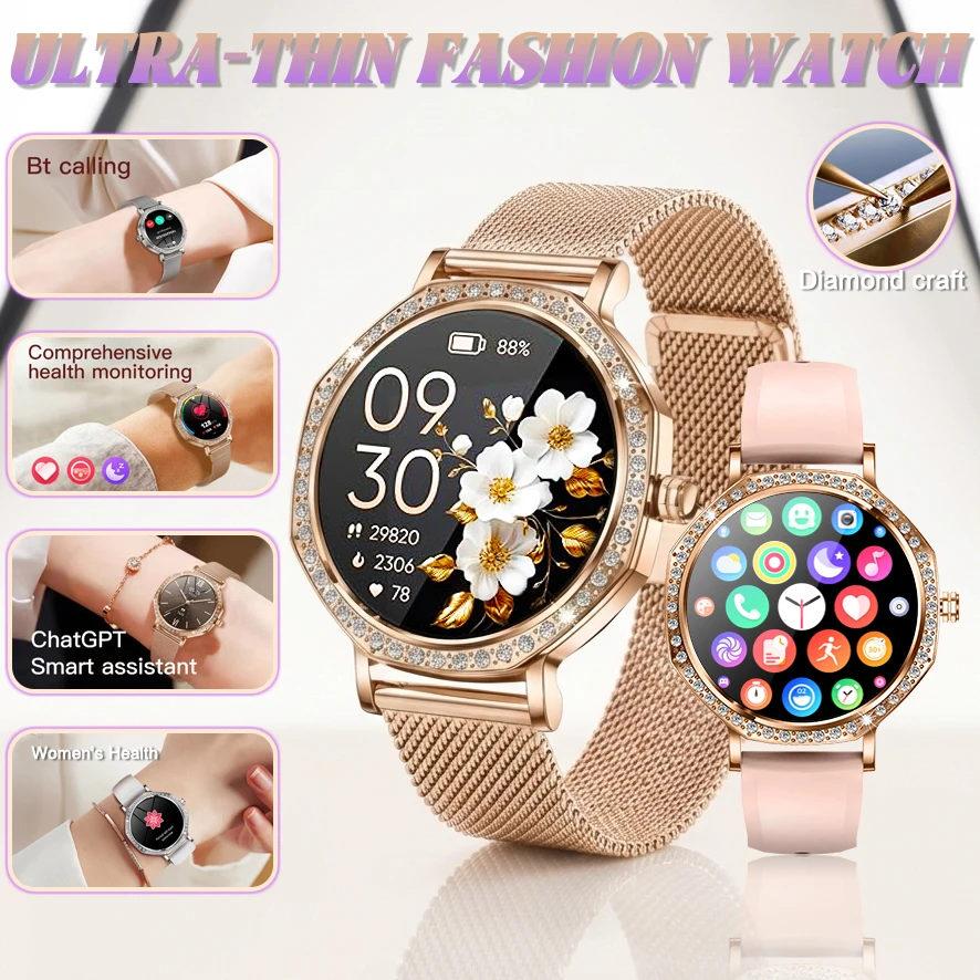 2026New Diamond Dial Women Smart Watch 1.32