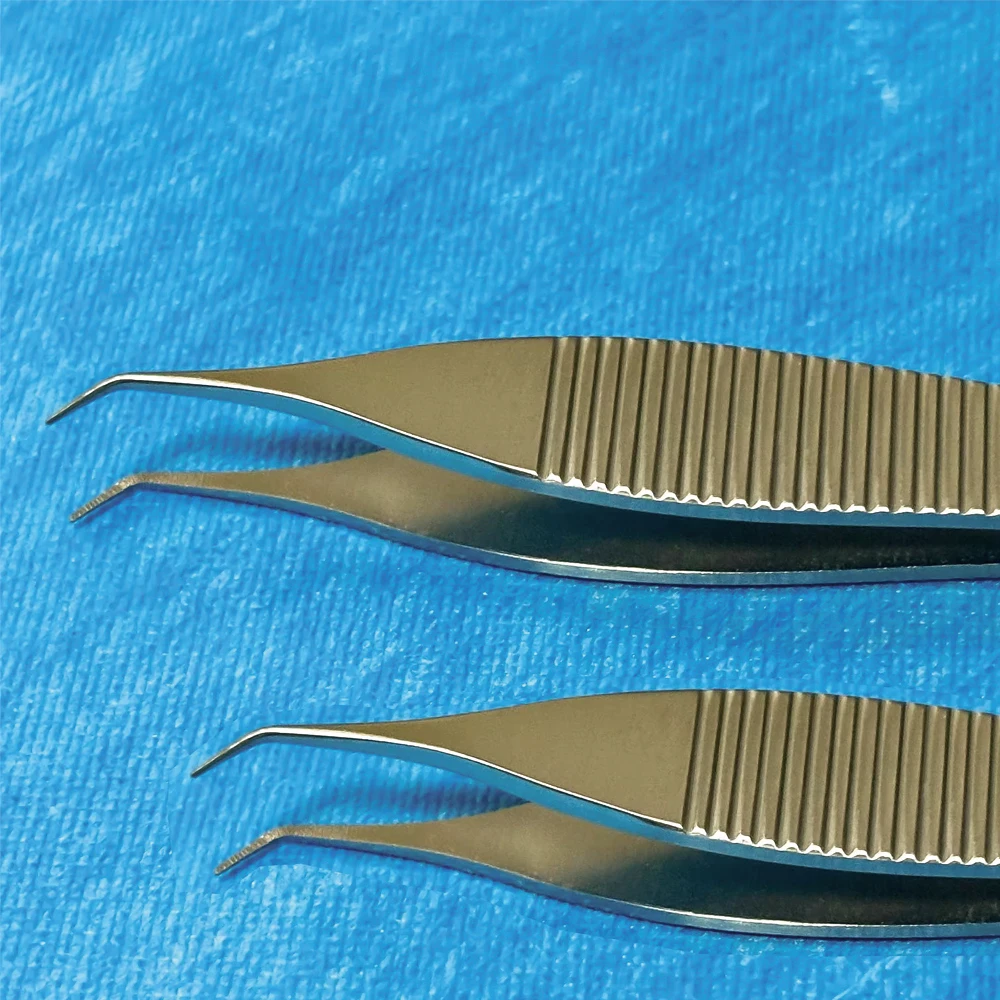 

Stainless Steel Curved Teeth Tweezers Extracting Forceps Fue Hair Transplant Forceps with Fine Serrated Teeth