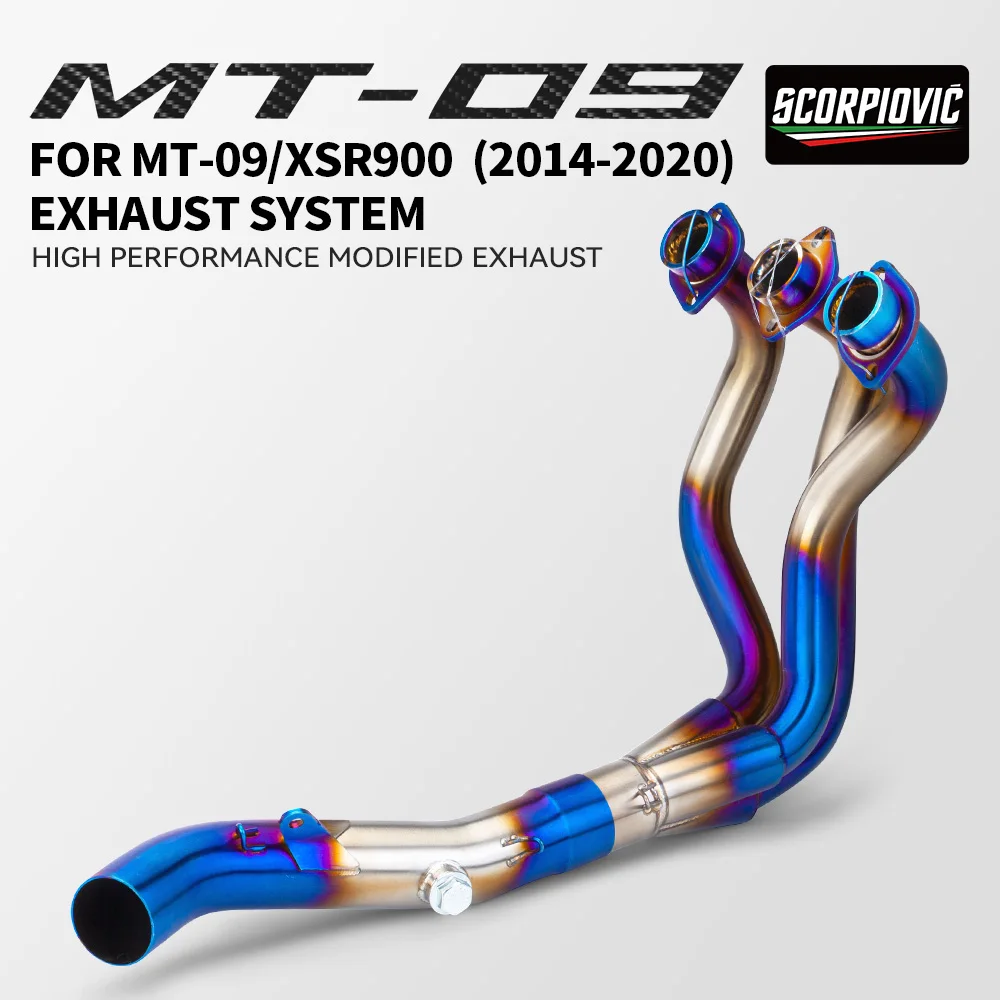 Motorcycle Escape Header Tube For YZF R9 MT09 FZ09 XSR900 TRACER 9 GT 2021-2025 Racing Bottom Exhaust Front Pipe 51mm