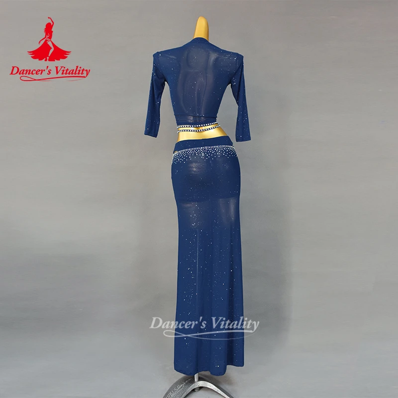 Belly Dance Performance Clothing Suit for Women Bellydance Half Sleeves Top+mesh Long Skirt 2pcs Oriental Professional Set Wear