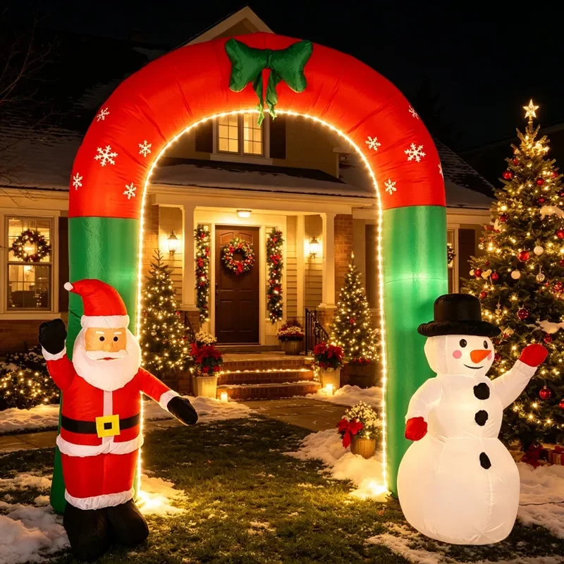 Inflatable Christmas Arch Santa Snowman Holiday Yard Decoration Outdoor Lawn Party Venue Layout Props 12ft