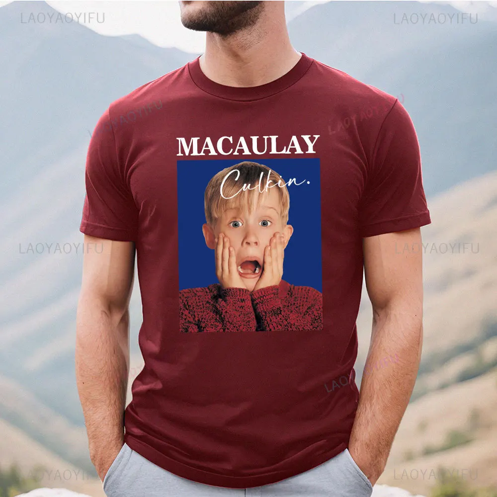 Fashion Europe and The United States Classic Home Alone Macaulay Culkin Movie Retro Trend Merry Christmas Short-sleeved T-shirt