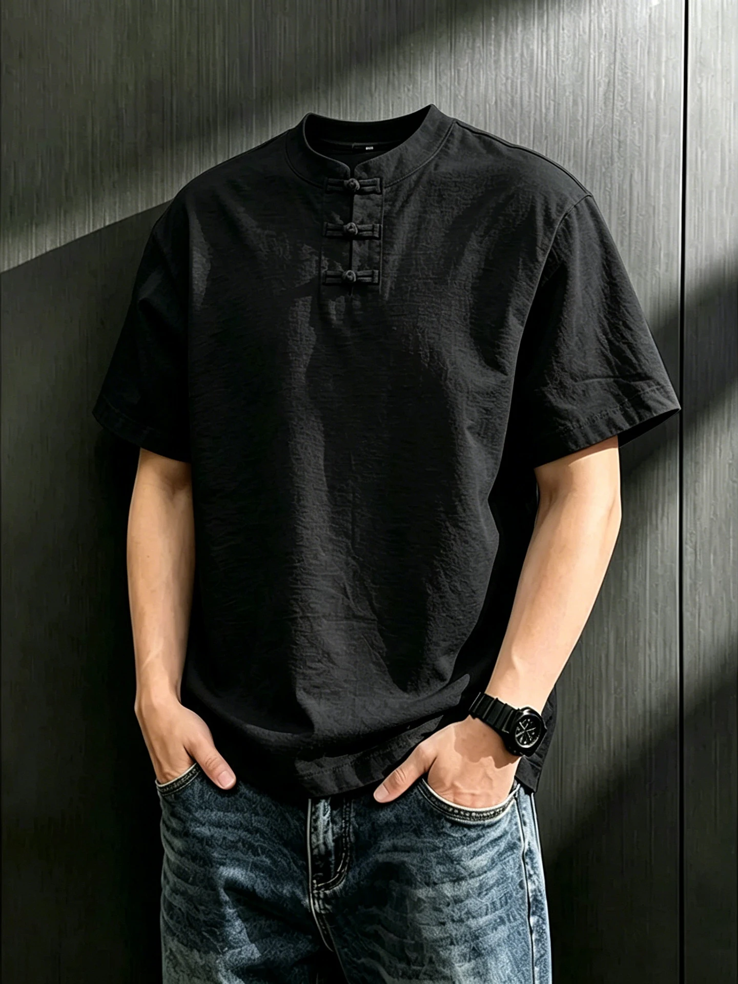 New Chinese Style National Trend  Linen Short Sleeve Men's Summer Breathable Quick Dry Shoulder T Shirt Cotton Linen Ha...