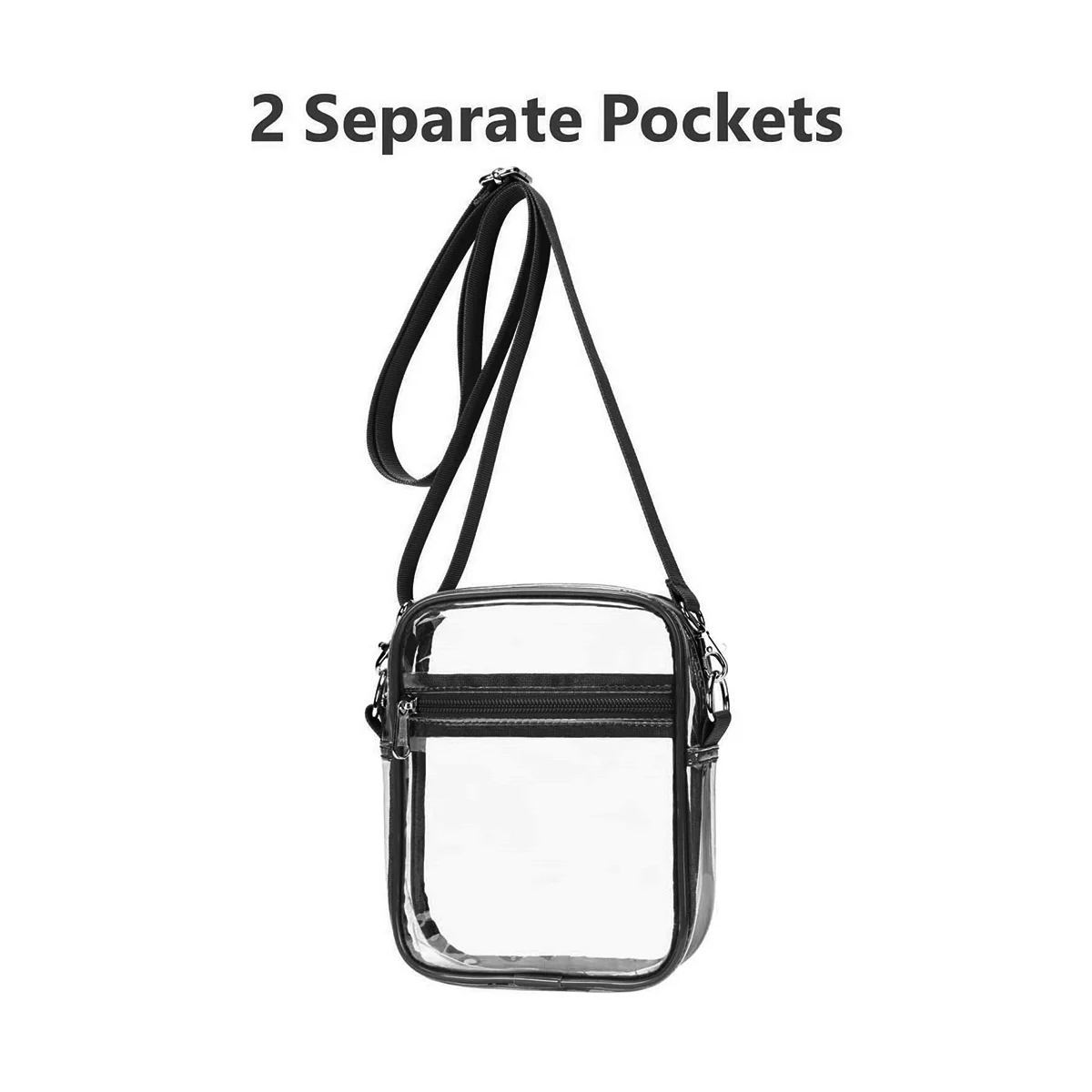 Estádio aprovado saco claro com alça de ombro ajustável, bolsa clara para esportes, preto, ao ar livre