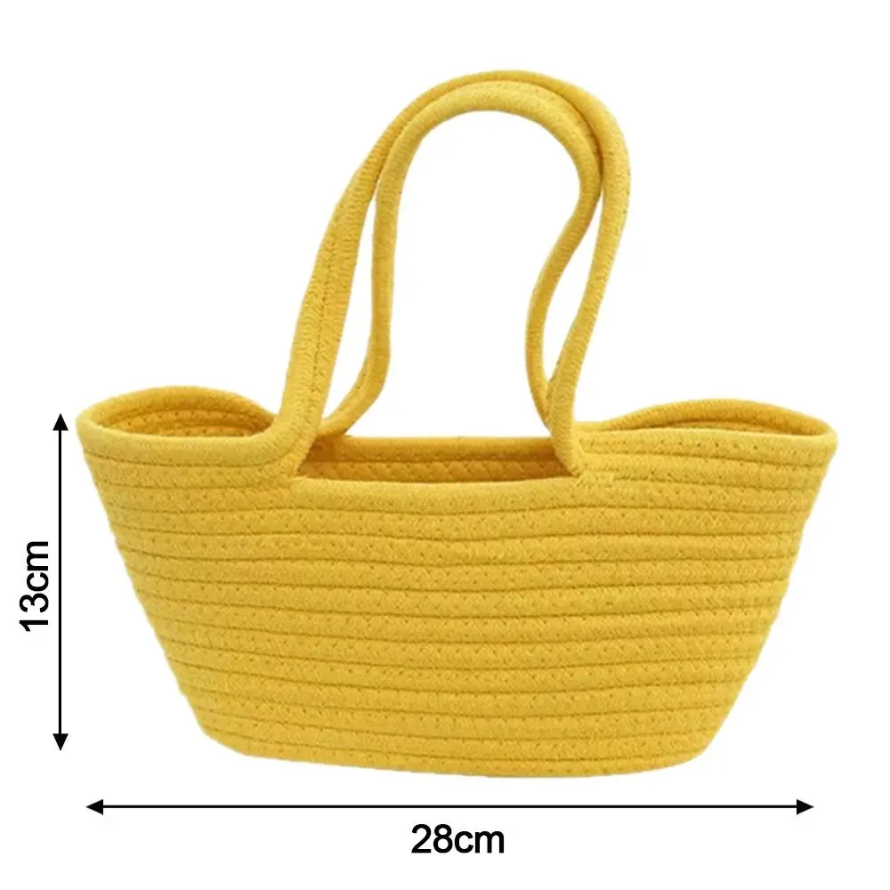 Cestino in tessuto di cotone da donna di moda borsa fatta a mano borsa per la spesa Tote Color caramella grande capacità borsa a tracolla da