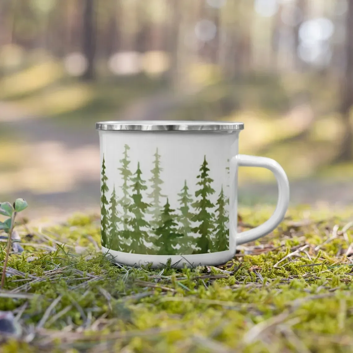 WOODLAND Jungle smalto MUG 11oz camping travel mug botanical mug homeware gifts friends birthday gift mug