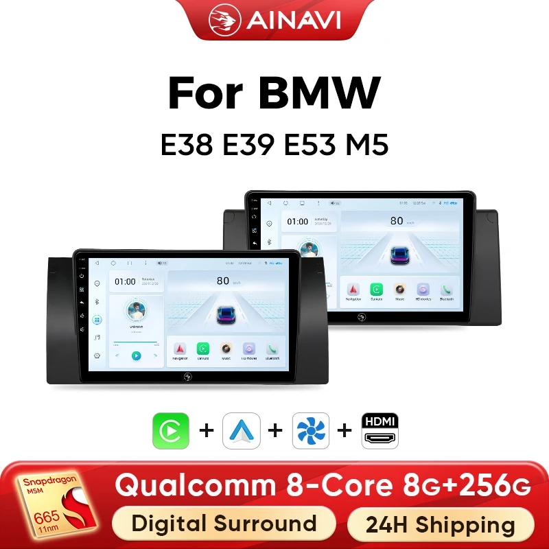 Ainavi Autoradio Per BMW Serie 5 E39 X5 E53 M5 Android 13 Auto Multimedia Wireless Carplay Android Auto HDMI out Autoradio 2 Din