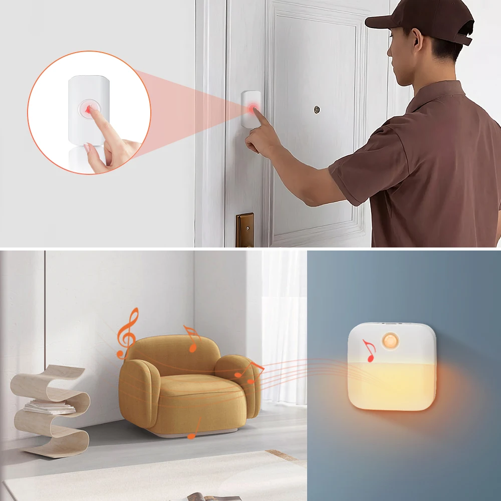 Imagem -05 - Sectyme-campainha sem Fio Inteligente Impermeável 250m Remoto Smart Door Bell Night Light Chime Home Bem-vindo