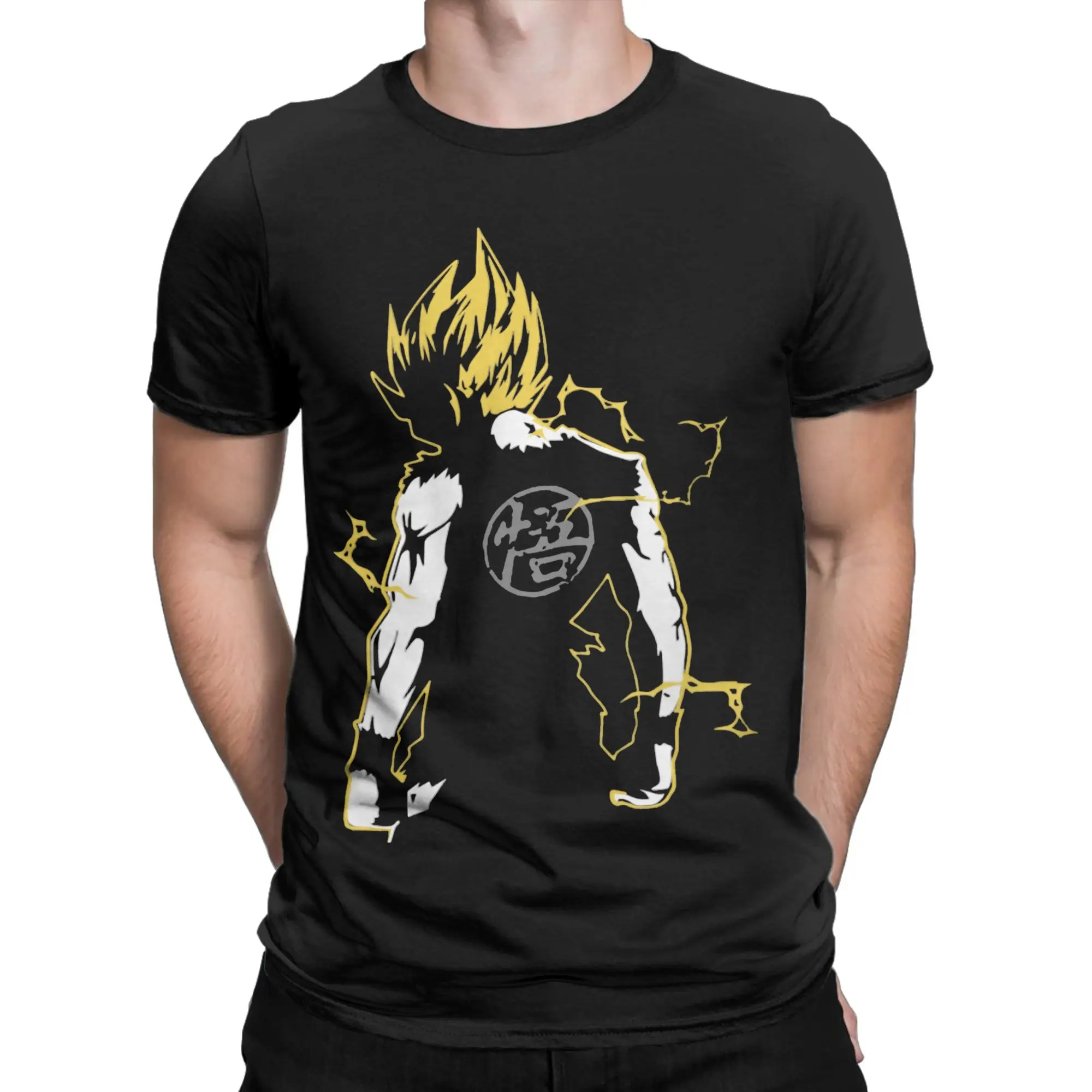 D-Dragon Ball Anime-T-Shirt für Herren, lässige T-Shirts aus reiner Baumwolle, Rundhalsausschnitt, kurze Ärmel, grafische Oberteile