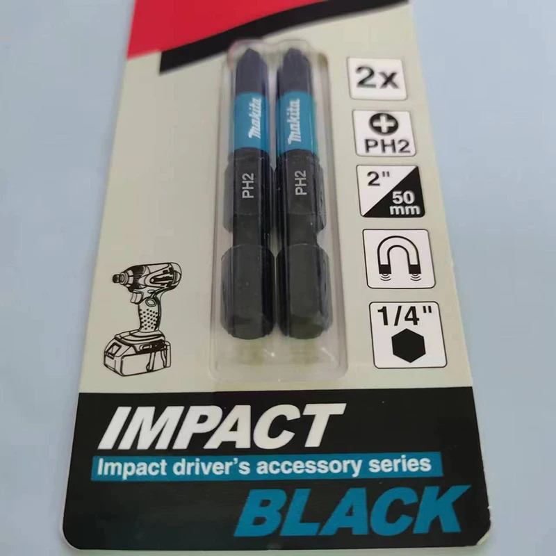 Imagem -04 - Makita-phillips Driver Drill Head Impact Screwdriver Bits Acessório Preto Série Ph2 50 mm Pcs E08763