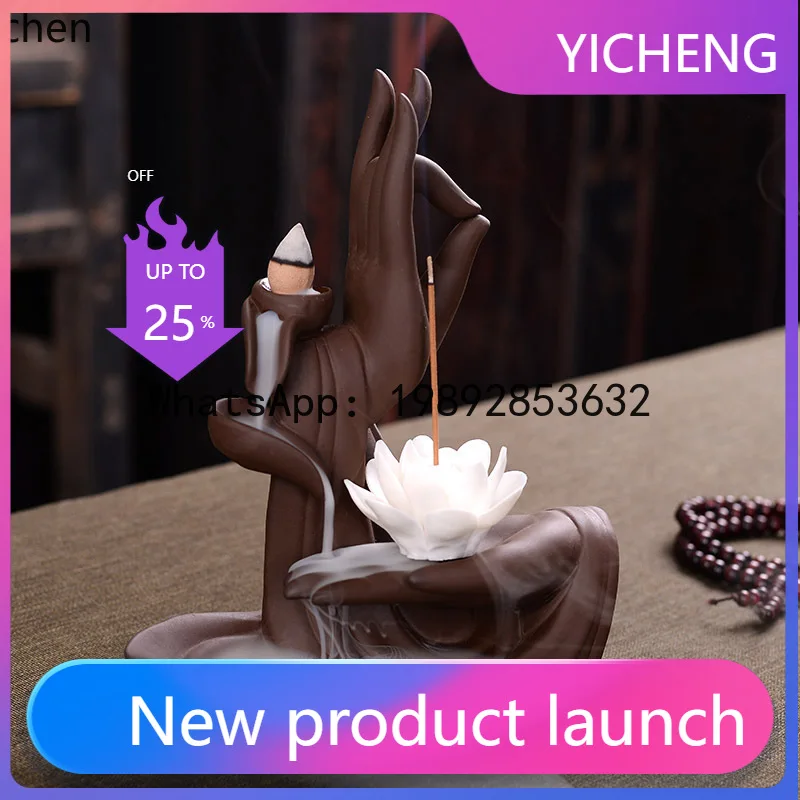 

ZF home sandalwood zen tea ceremony creative ornaments buddha's hand lotus indoor agarwood