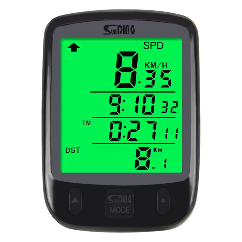 Bike Computer Waterproof Bicycle Odometer LCD Display Cycling Speedometer with Green Backlight Cycling Speedometer Riding