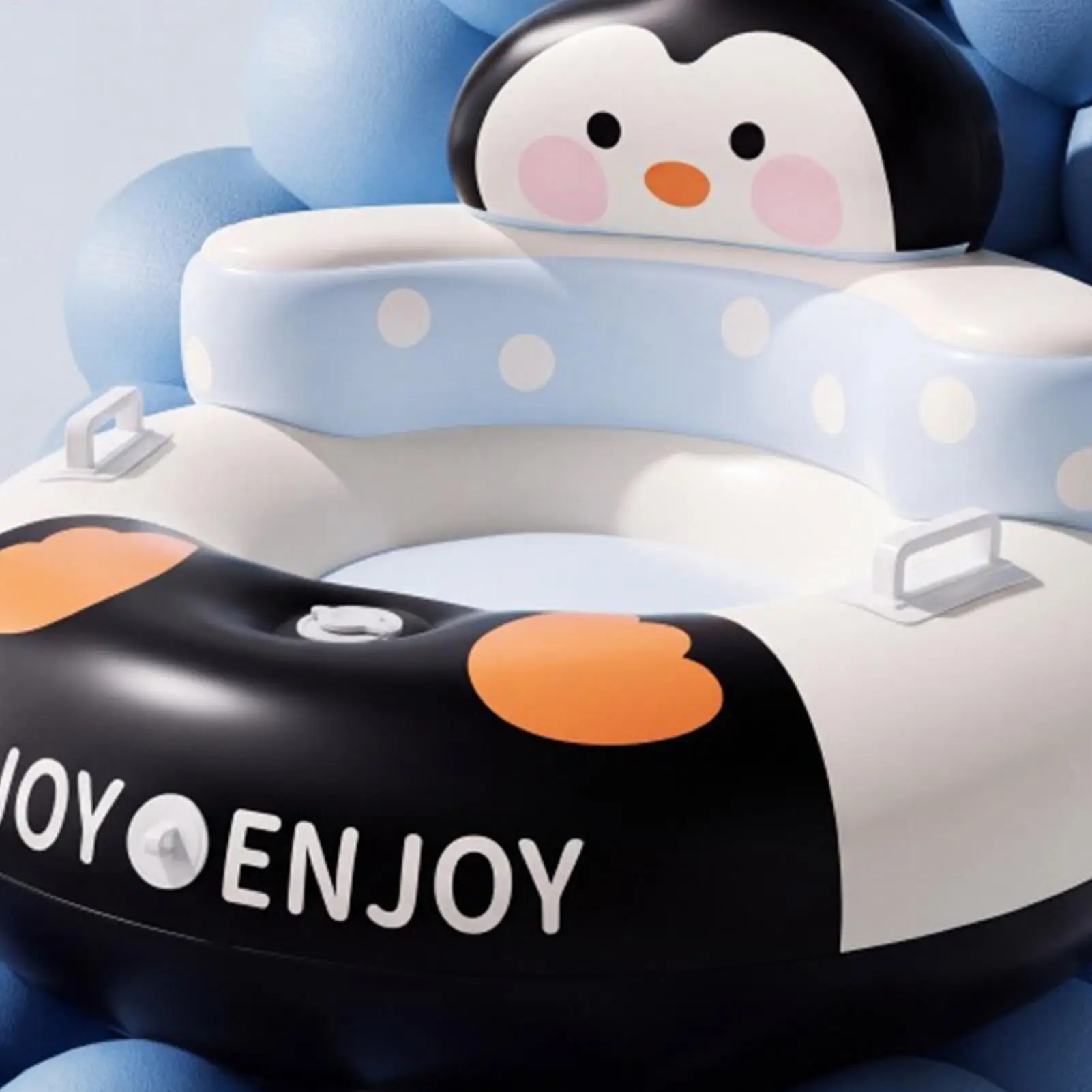 Snow Tubes Inflatable Thickened PVC Sled Penguin Backrest Design With Handles Heavy Duty Snow Tube For Boys Girls Outdoor