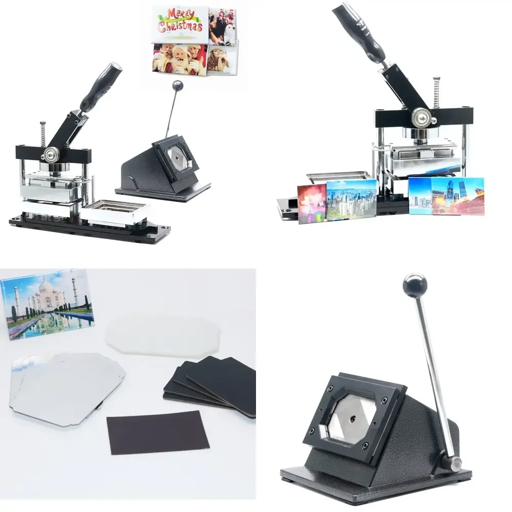 80*53mm Angular Corner Rectangle Photo Fridge Magnet Making Machine Kit with 100sets Materials Button Making Machine