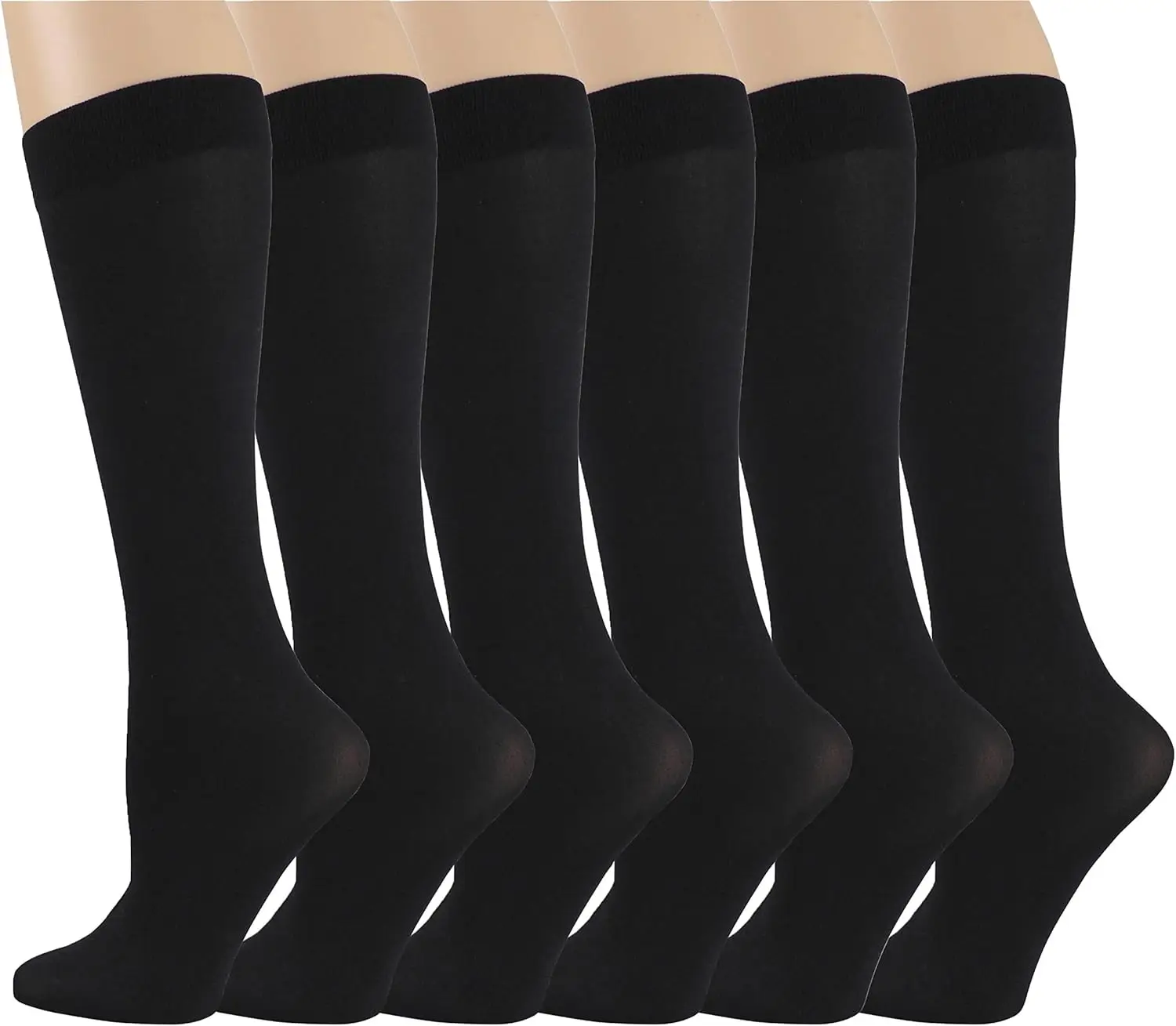 

6 Pairs Women's Stretchy Knee High Socks Opaque Comfortable