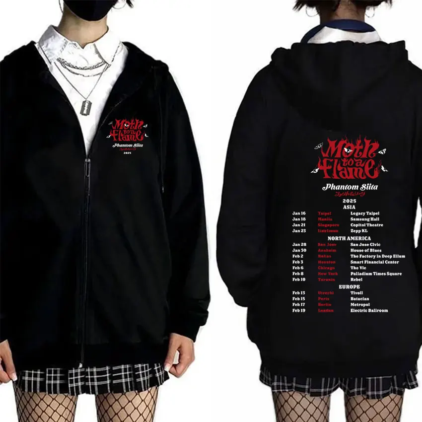 

Ado Moth To A Flame Phantom Siita 2025 Zipper Hoodie Men Women Fashion Japanese Pop Music Streetwear Male Vintage Zip Up Hoodies