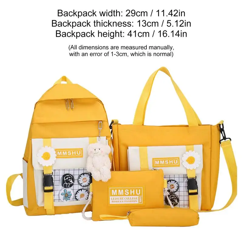 حقيبة مدرسية يابانية ذات سعة كبيرة ، حقائب ظهر لطيفة للفتيات في سن المراهقة ، حقيبة ظهر Kawaii للمدرسة ، 4 قطعة