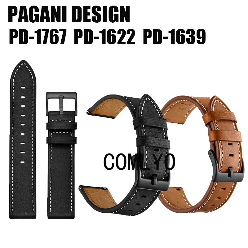 For PAGANI DESIGN PD-1639 PD-1622 PD-1767 Watch Strap Genuine Leather Band Wristband Men Men Belt 22mm 20mm