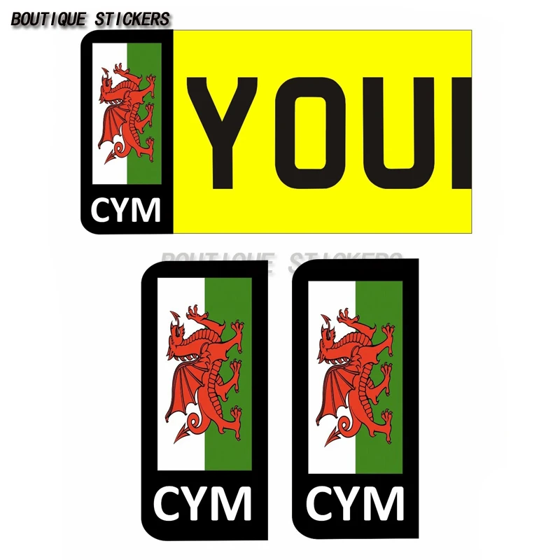 

WALES FLAG CAR NUMBER PLATE VINYL STICKERS GRAPHICS REPLACES EURO