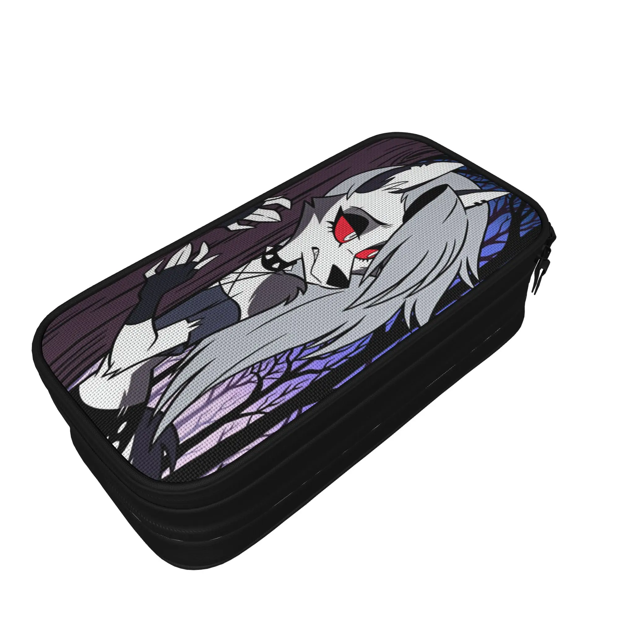 Helluva Boss Loona Pencil Case  College Pencil Bag Students Double Layer Kawaii School Pencil Cases Design Stationery
