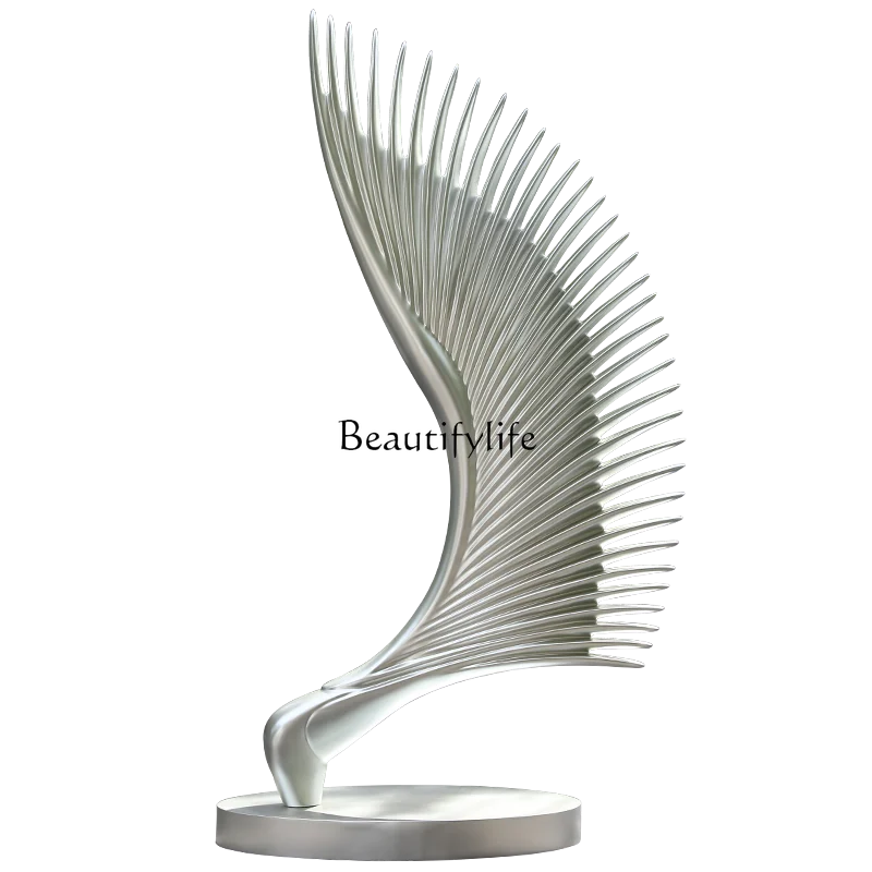 

Hotel lobby art installation large wing abstract sculpture fiberglass floor ornament