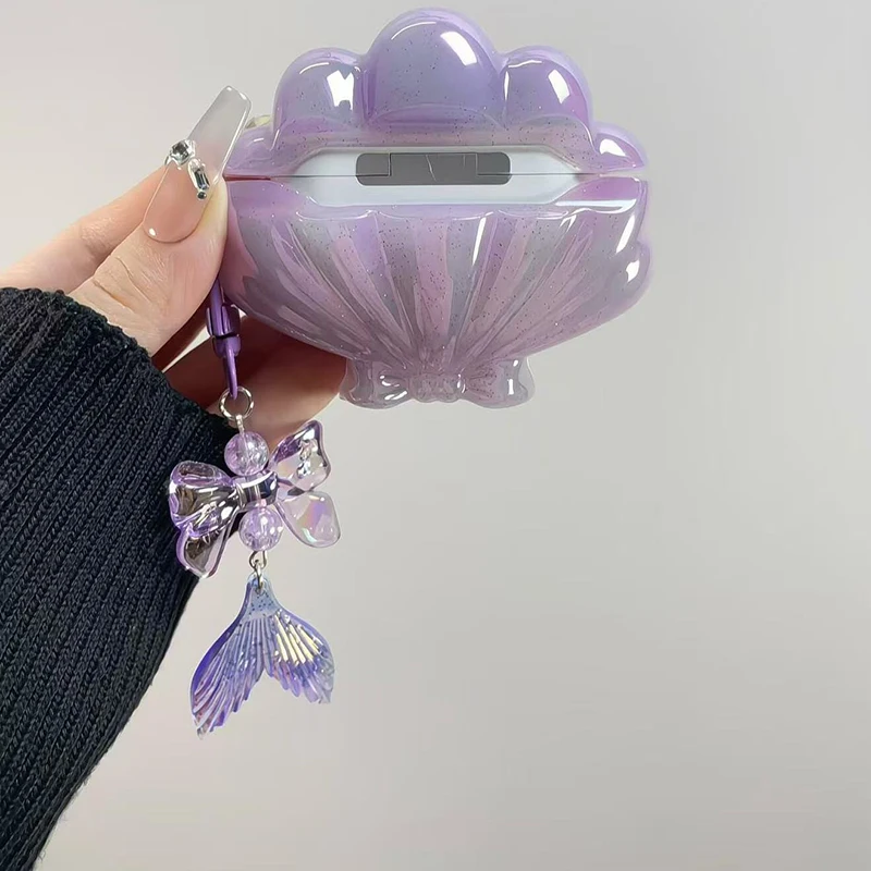 Чехол Seashell с подвеской в виде хвоста для HUAWEI FreeBuds 5i 6i 5 4, чехол для HUAWEI FreeClip Free Buds Pro3 Pro4 Pro 3 4 SE2 SE3 Clip