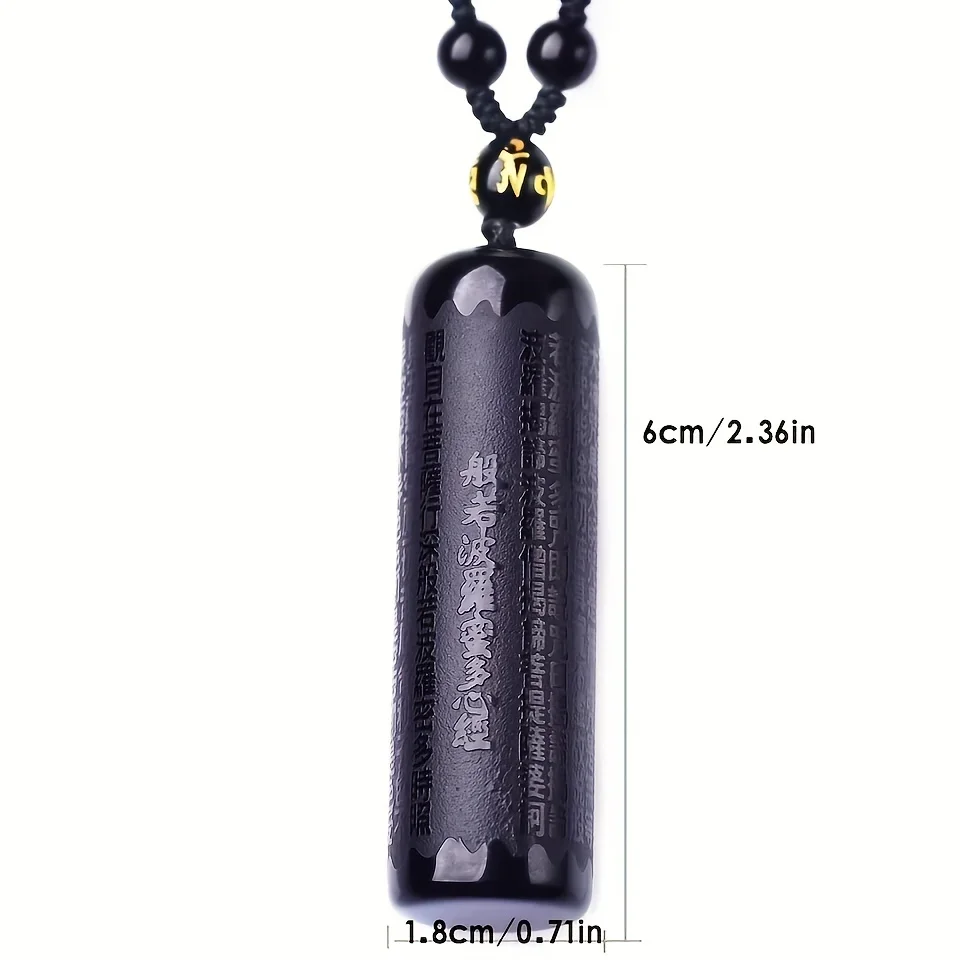1Pc Black Obsidian Buddha Pendant Prajnaparamita Buddha Necklace Pendant Men\'s Pendant Women\'s Jewelry and Bead Chain
