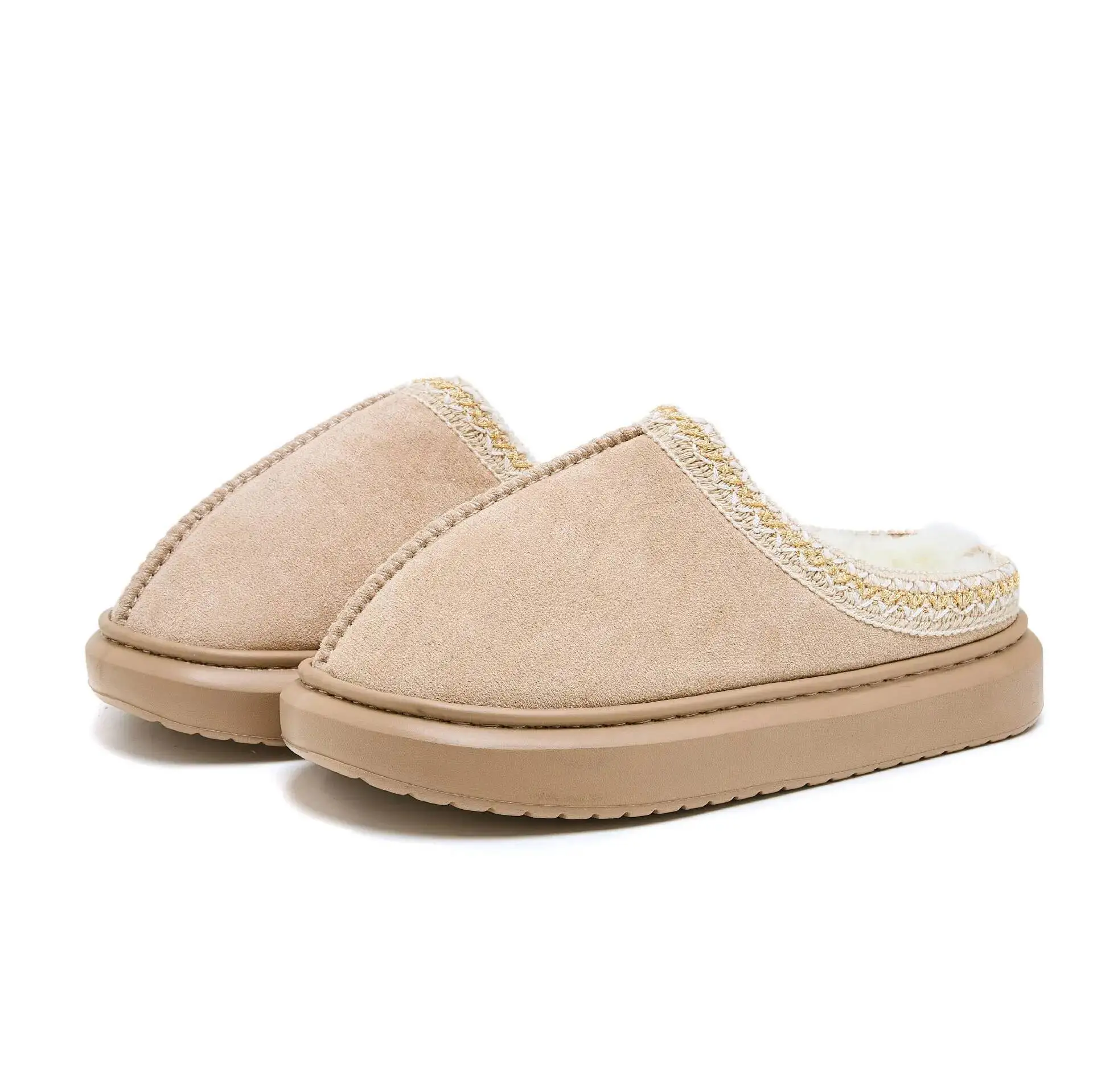 

Women's & Men's Home Slippers Autumn Winter Closed Toe Furry Slippers Ethnic Indoor Household Cotton Slippers Warm Thick Soled