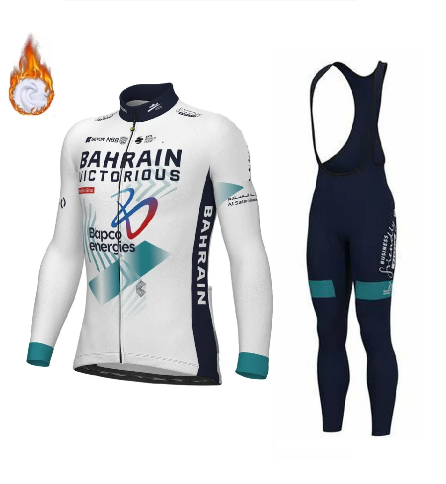 

WINTER FLEECE THERMAL 2025 BAHRAIN VICTORIOUS TEAM Cycling Jersey Long Sleeve Bicycle Clothing With Bib PANTS Ropa Ciclismo
