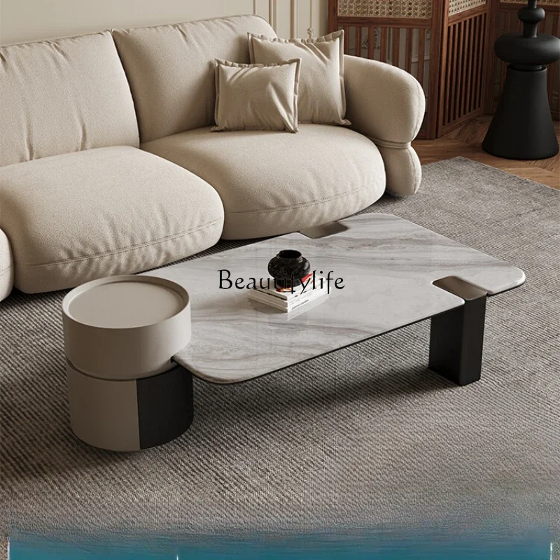 Slate combination coffee table size square light luxury living room home high-end minimalist 2024 new model