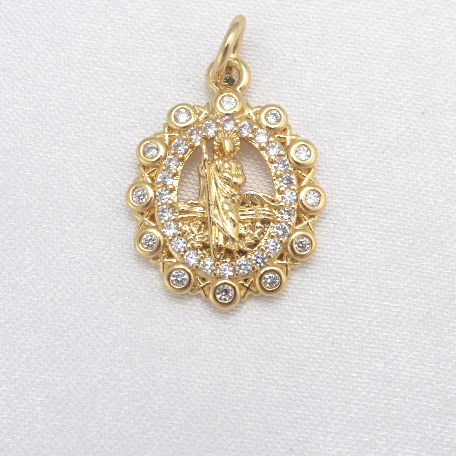 LJRIVER-Breloques en laiton pour pendentif de style chrétien, bijoux de bricolage, perle pavée, insigne en conium contre-indiqué, pièces de collier de la Vierge Marie, 5 pièces