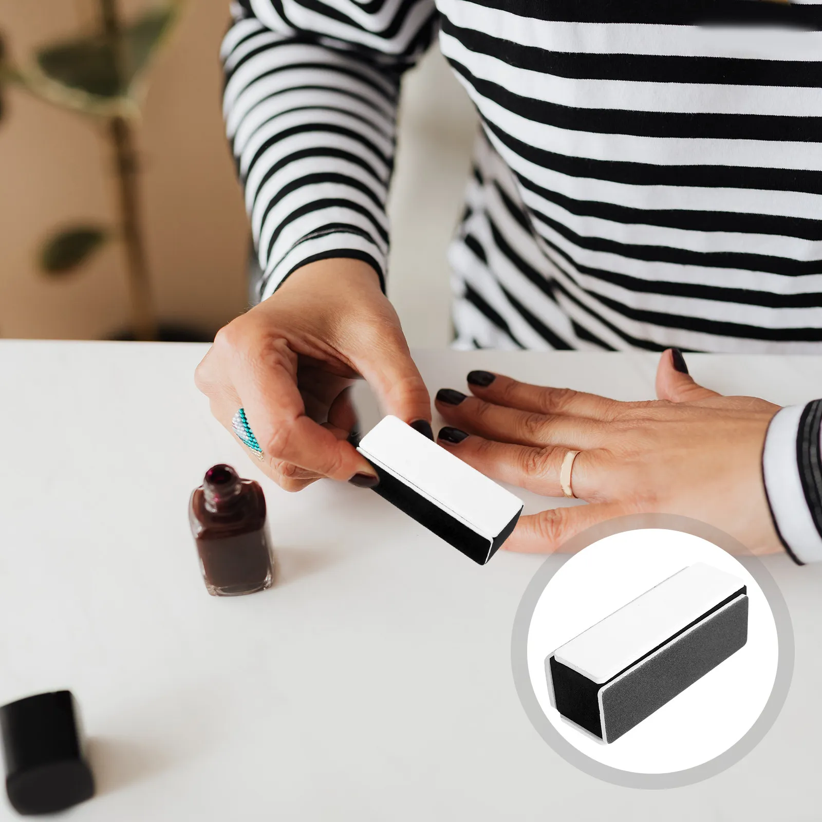 

6Pcs Four-Sided Nail File Buffer Sponge Emery Board Tofu Shape Portable Soft Touch for Natural False Nails Toenail Polish Prep