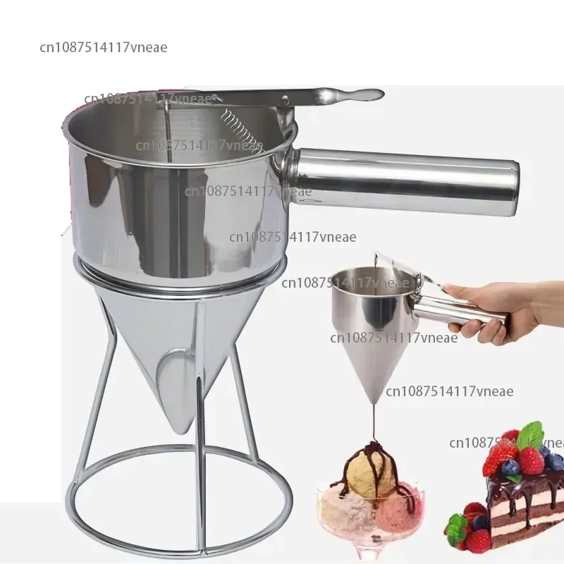 Stainless Steel Manual Cone Filler Waffles Octopus Balls Tool With Rack Funnel Oil Conical Funnel