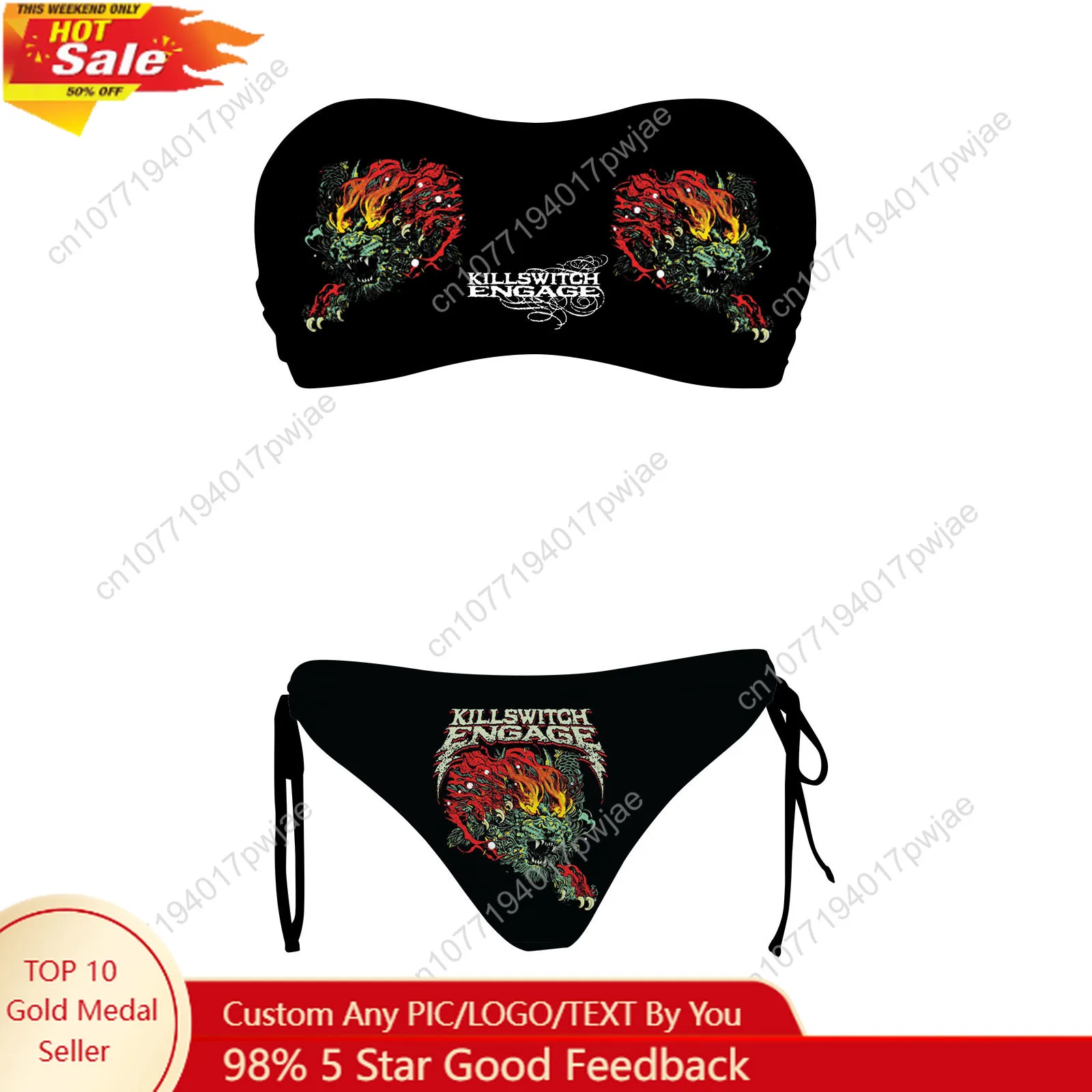 

Killswitchs Engages Band Custom Swimsuit Women Drawstring Two Piece Set Bathing Suits Swimwear Pool Party Beach Bikini Beachwear