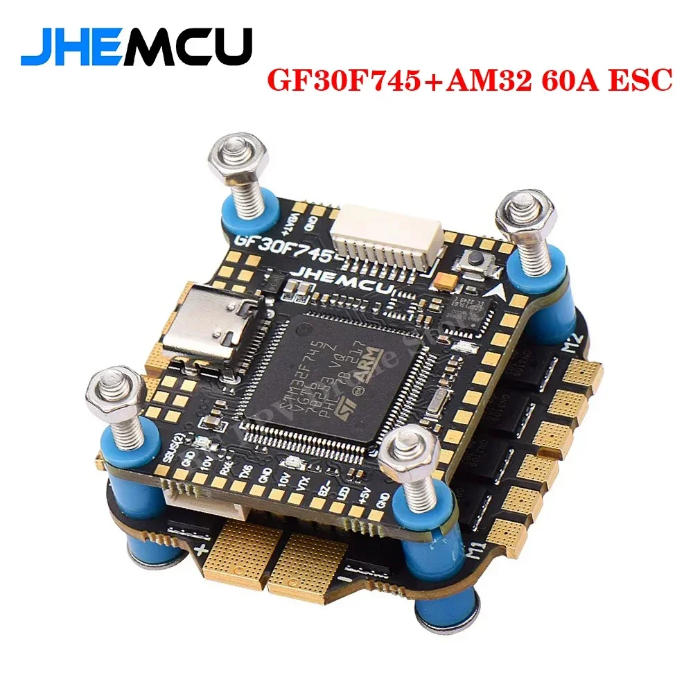 JHEMCU GF30F745 Flight Controller Stack GF30F745-ICM Black Box 16MB AM32 60A 4in1 ESC 3-6S 30.5X30.5mm for RC FPV Drone parts