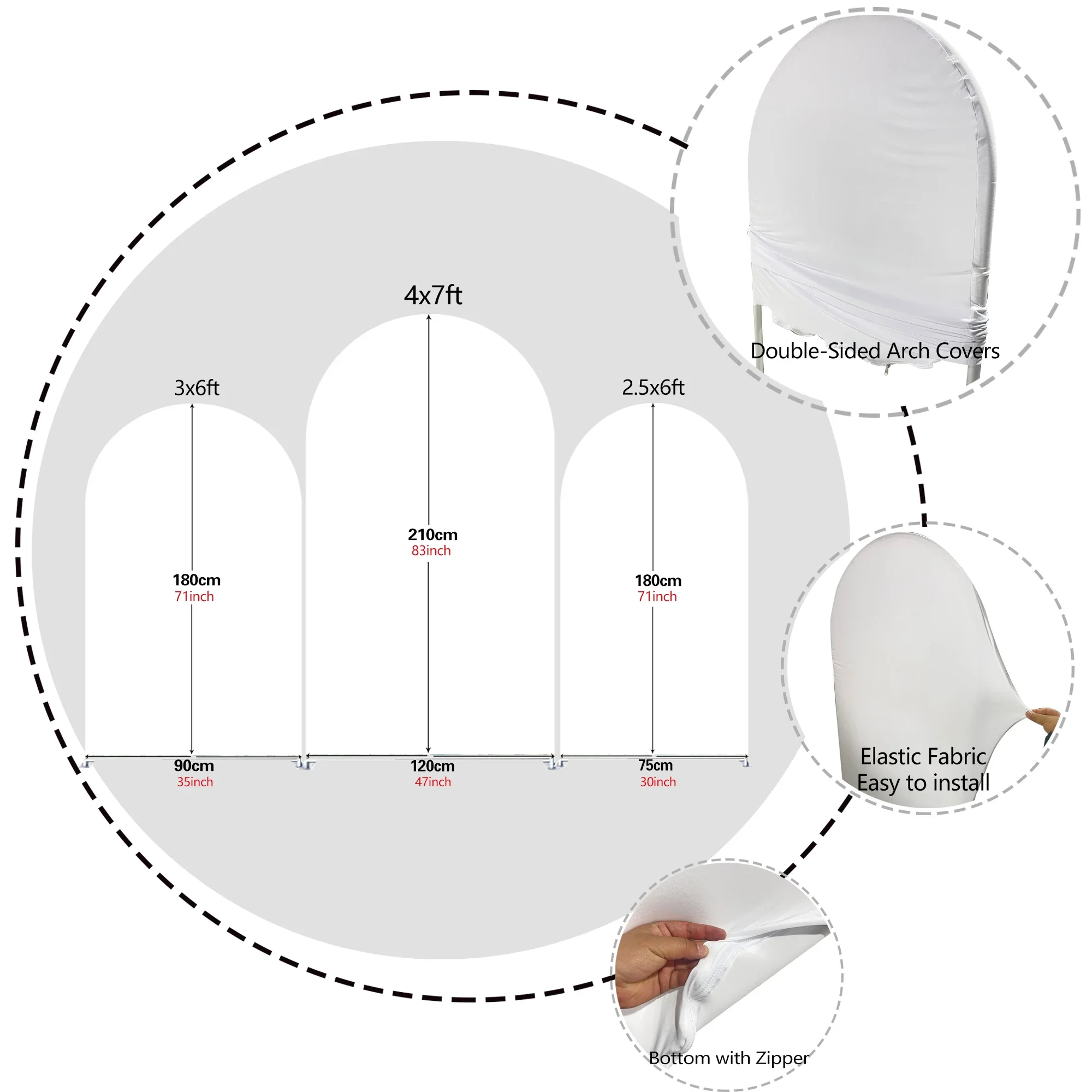 Personalized Polycotton Arch Cover Plinth Cylinder Washable Weatherproof Polyester Fabric Vinyl Custom Photo Background Backdrop